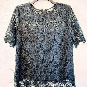 Nanette Lepore Floral Lace Top - Dark Gray